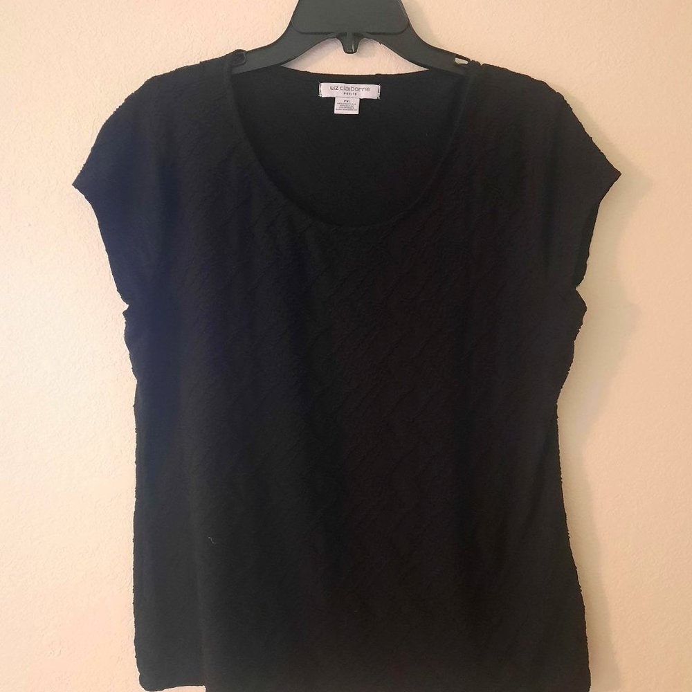☘️ 3/25 ☘️ Black Liz Claiborne Blouse Petite XL